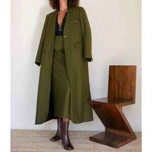 NEW SLOAN long collarless coat in green
